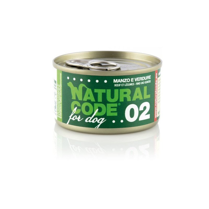 Natural Code 02 Manzo e verdure 90g umido cane