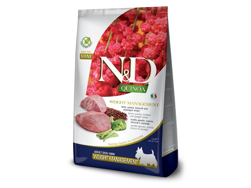 N&D Adult Mini Agnello e Quinoa Weight Management grain free crocchette cane