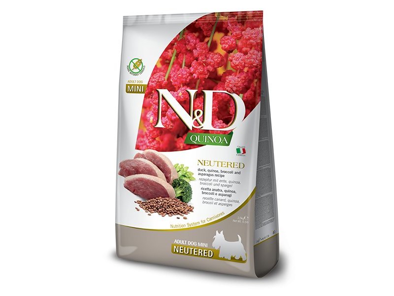 N&D Adult Mini Anatra e Quinoa Neutered grain free crocchette cane