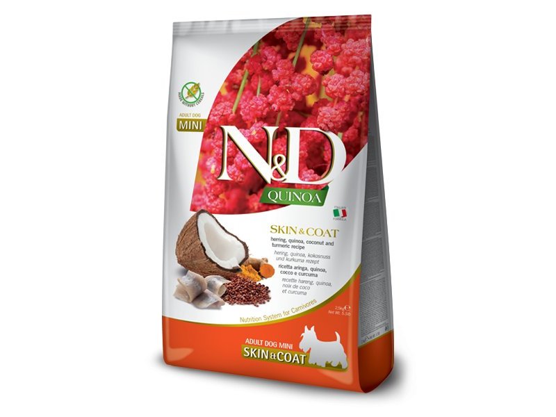 N&D Adult Mini Skin&Coat Aringa e Quinoa grain free crocchette cane