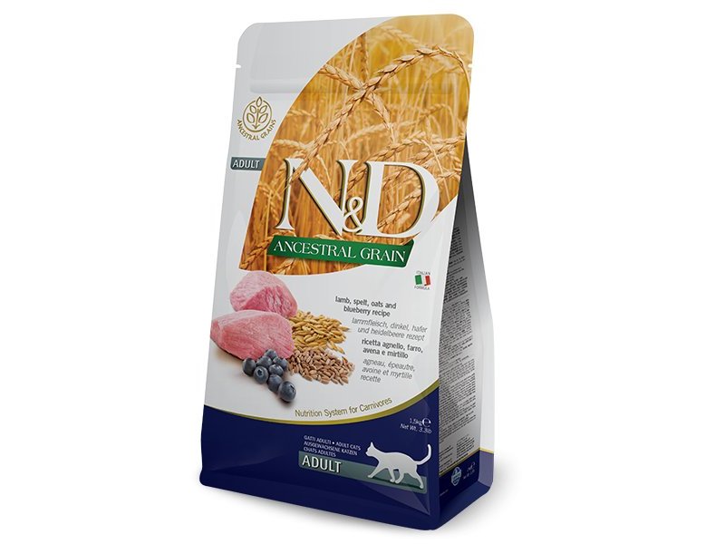 N&D Adult Agnello e Mirtillo Low Grain Ancestral crocchette gatto