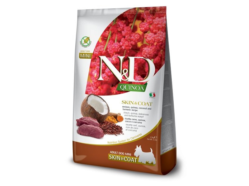 N&D Adult Mini Skin&Coat Cervo e Quinoa grain free crocchette cane