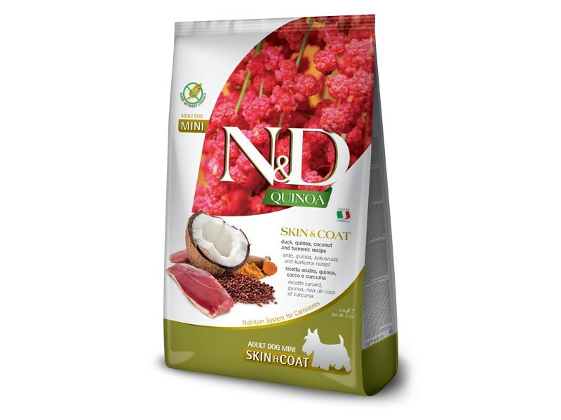 N&D Adult Mini Skin&Coat Anatra e Quinoa grain free crocchette cane