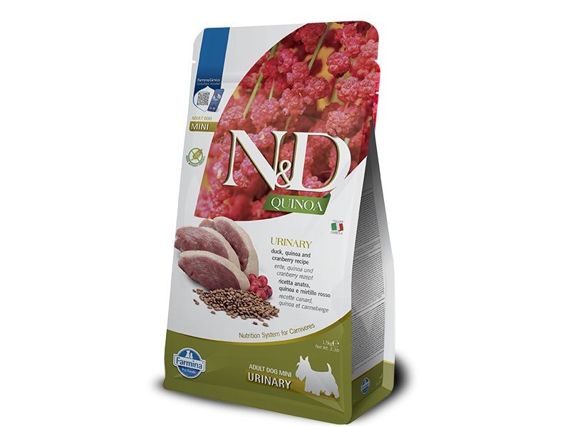 N&D Adult Mini Urinary Anatra e Quinoa grain free crocchette cane