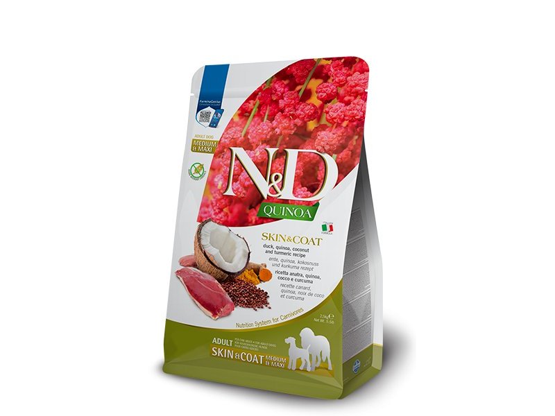 N&D Adult Skin & Coat Anatra e Quinoa Medium Maxi grain free crocchette cane