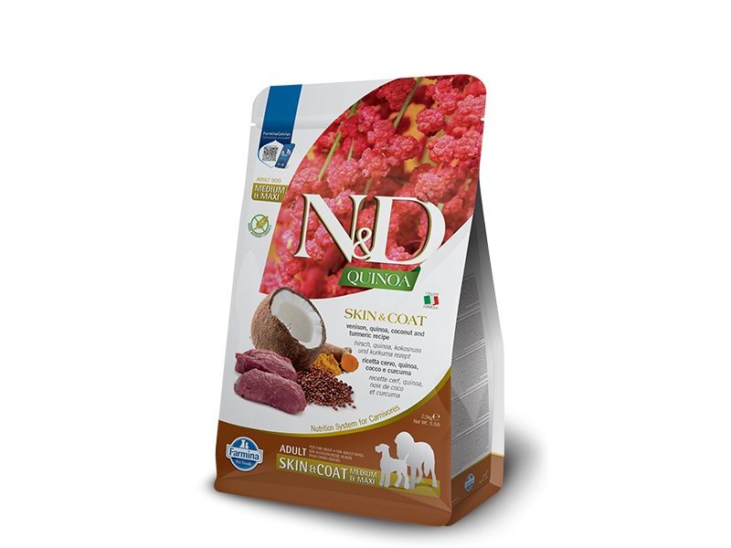 N&D Adult Skin & Coat Cervo e Quinoa Medium Maxi grain free crocchette cane