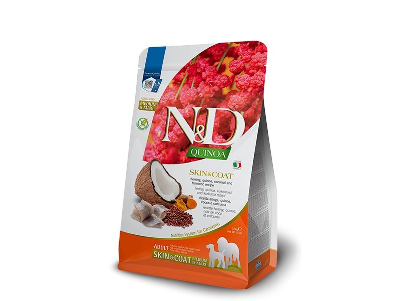 N&D Adult Skin & Coat Aringa e Quinoa Medium Maxi grain free crocchette cane