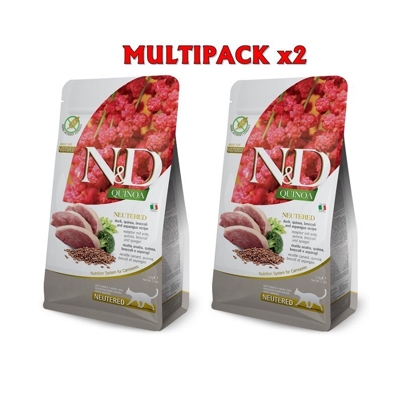 N&D Neutered Anatra, Quinoa, Broccoli e Asparagi Grain Free crocchette gatto