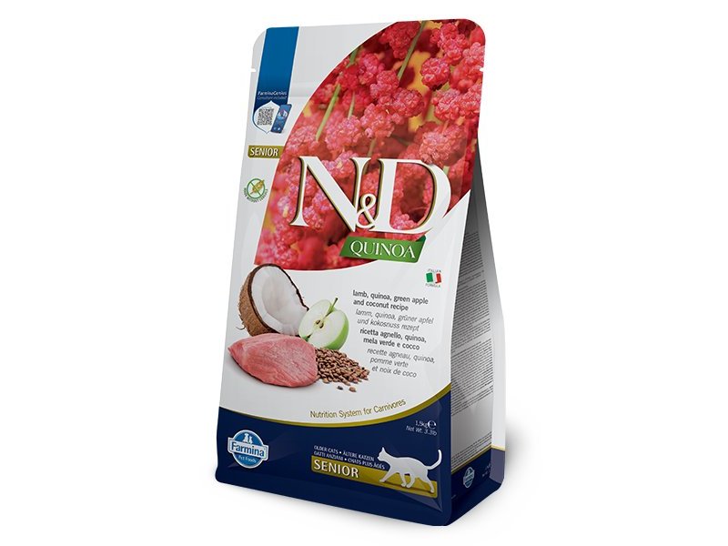 N&D Senior Agnello, Quinoa, Mela e Cocco Grain Free crocchette gatto