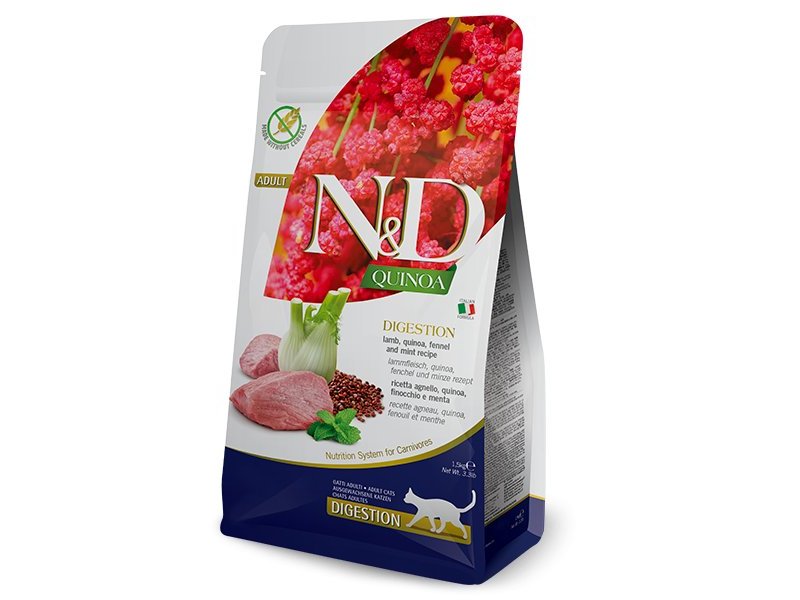 N&D Digestion Agnello, Quinoa, Finocchio e Menta Grain Free crocchette gatto