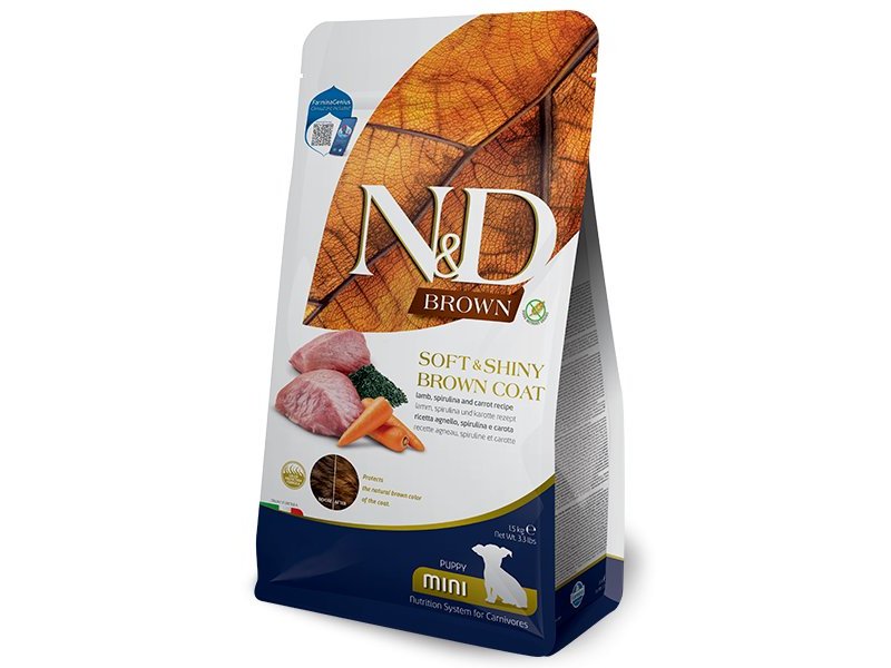 N&D Brown Coat Puppy Mini Agnello 1,5kg crocchette per cane con manto scuro