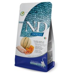 N&D Kitten Merluzzo, Gamberetto, Zucca e Melone Grain Free crocchette gattino